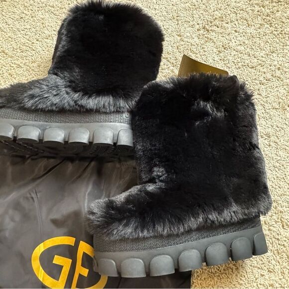 Goldbergh Fun Fur Snow Boots NWT US 9 Black Waterproof Apres Ski Moon Boots - Picture 6 of 10